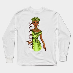 Black is Beautiful - Cameroon Africa Melanin Girl in traditional outfit Long Sleeve T-Shirt